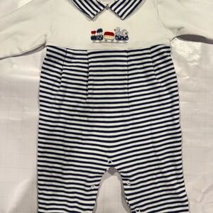 Kissy Kissy White and Navy Striped One Piece